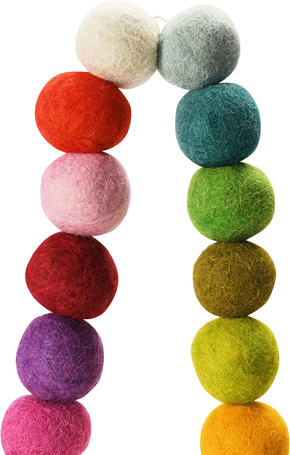 Luckforest Natural Wool Felt Balls Pom Poms, 30 Pcs 15 Colors for Crafts,  Garland, Felting, Baby Mobile, and Decor 0.8 Inch Nepalese 100% New Zealand
