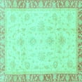 thumbnail image 1 of Ahgly Company Machine Washable Indoor Square Abstract Turquoise Blue Modern Area Rugs, 5' Square, 1 of 4