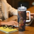 thumbnail image 6 of Cauagu Romantic Flower Astronaut Couple Print Stainless Steel Vacuum Insulated Tumbler,40oz Water Bottle with Handle & Flip Straw Reusable Travel Coffee Mug for Women & Men, 6 of 8