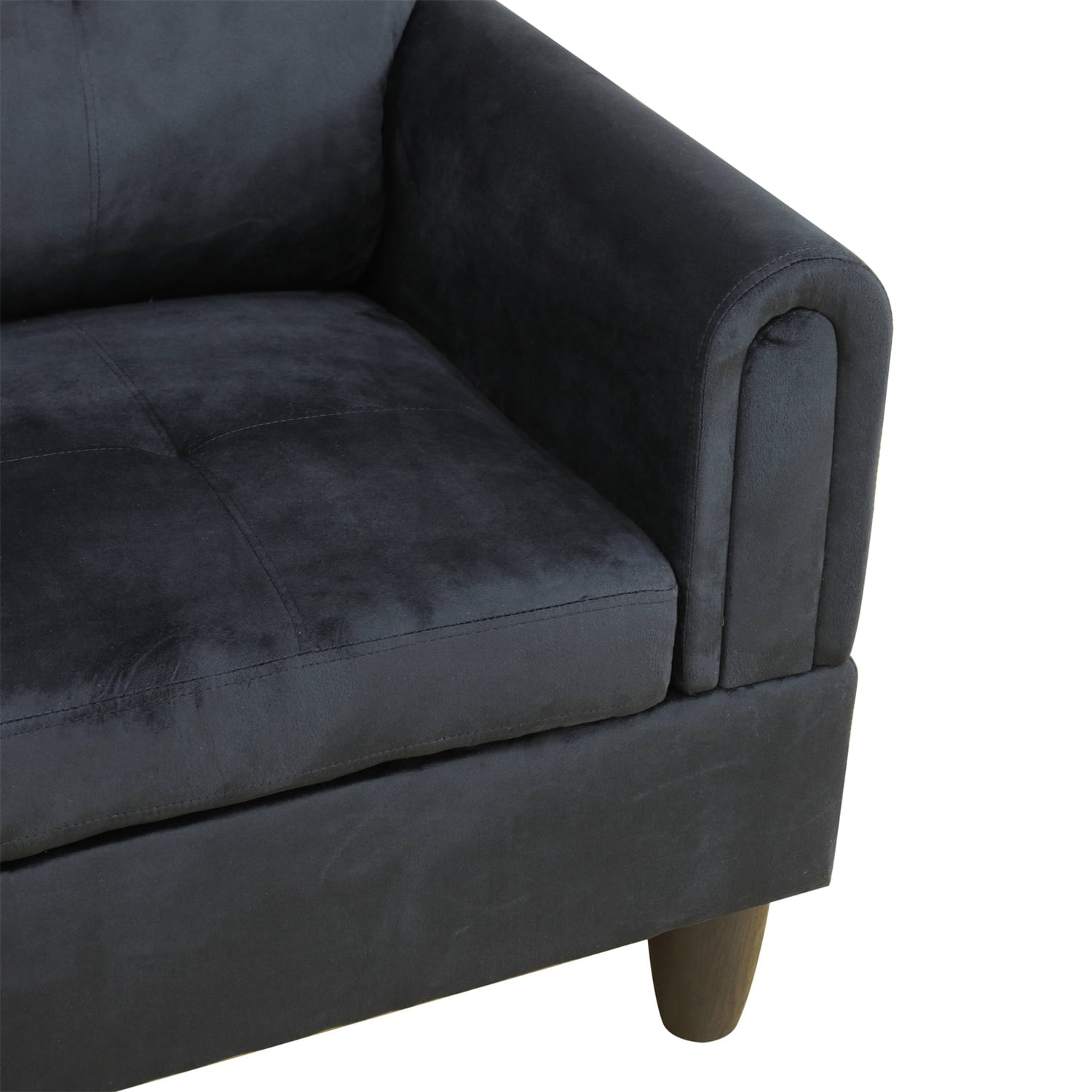 Hommoo Sofa Set, Flannel 2-Piece Couch Living Room Sofa Set,Suitable for Home,Black
