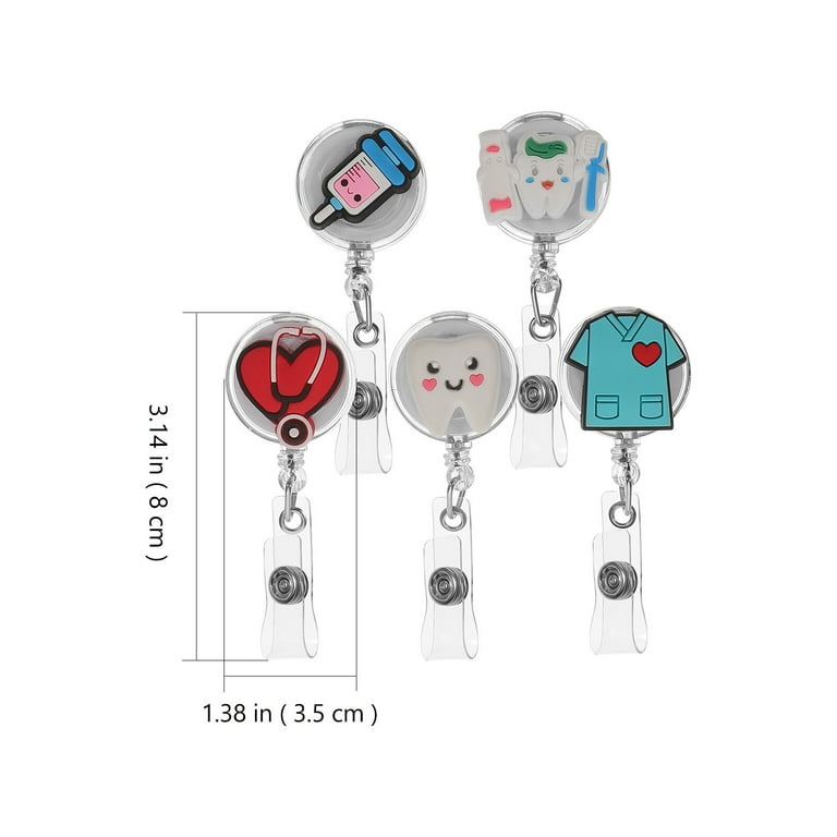 5Pcs Pharmacy Badge Reels Holder Retractable ID Clips Name Tag Card Clips  Nursing Badge Holder 