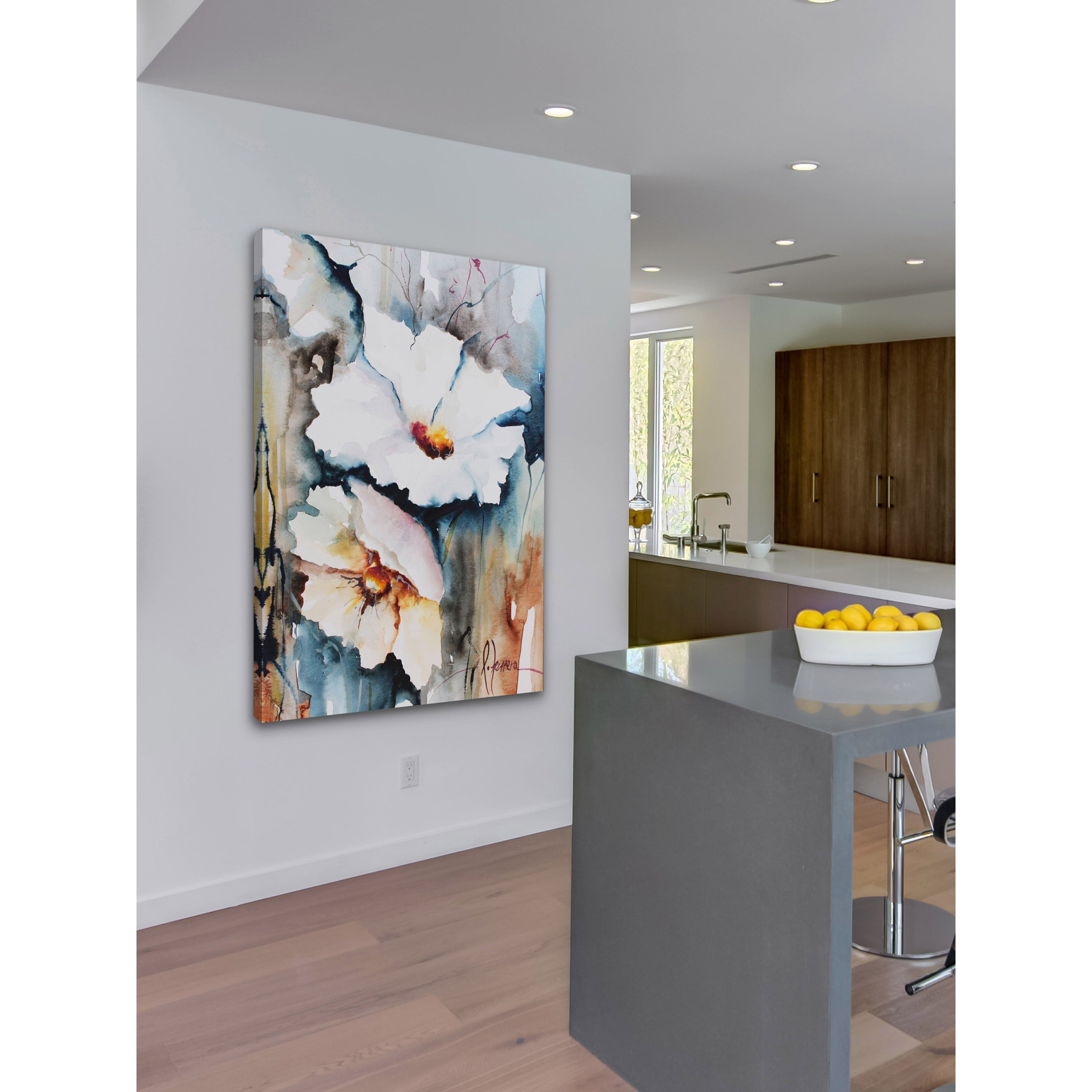 Marmont Hill "White Floral Spread II" Painting Print on Wrapped Canvas
