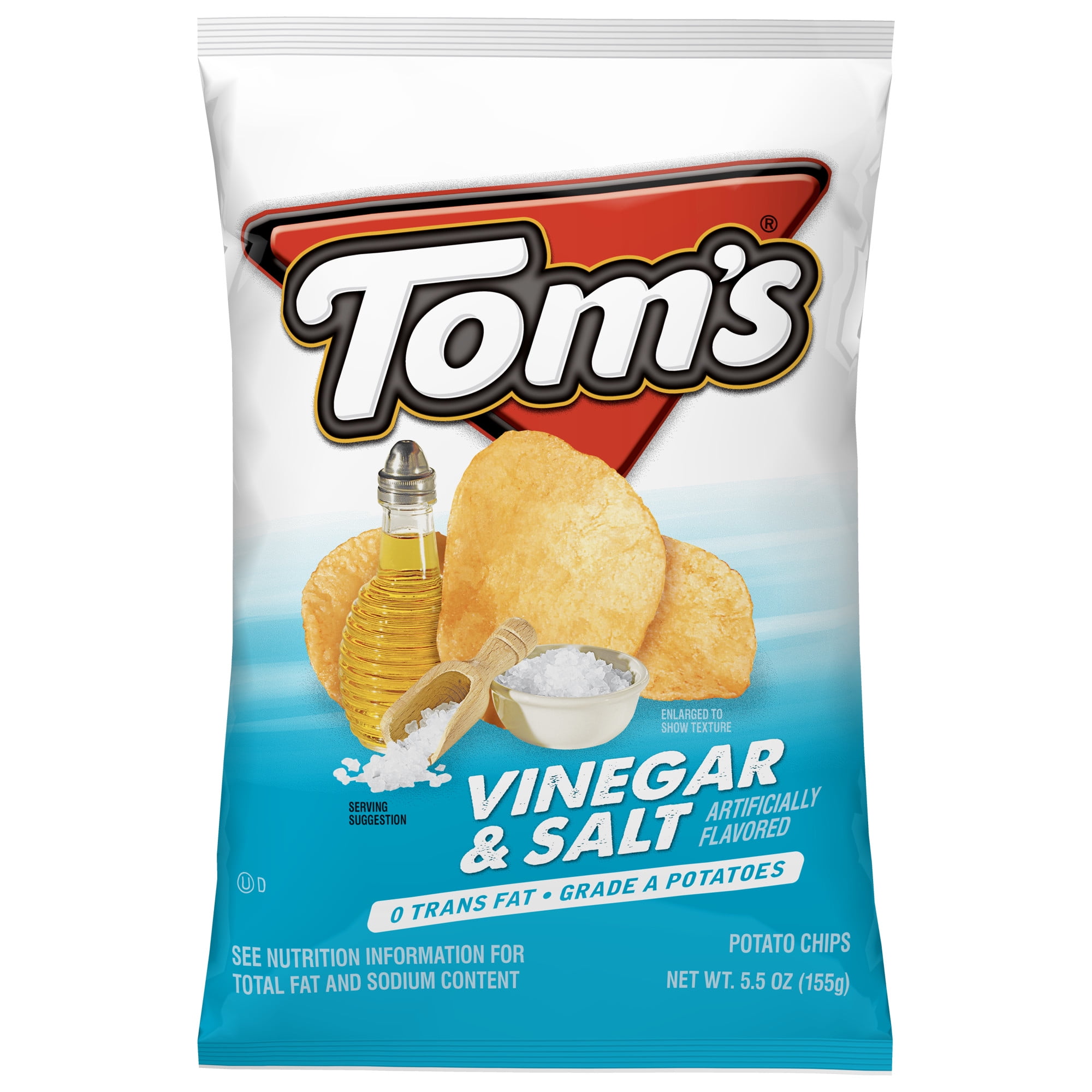Tom's Potato Chips, Vinegar and Salt, 5.5 oz Snack Bag