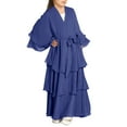 thumbnail image 1 of Mercatoo Girls 𝐌uslim Dress Open Front Cardigan Robe Three-layered Chiffon Kaftan 𝗜slamic Abaya 𝐊imono 𝐃ubai Maxi Dress, 1 of 5
