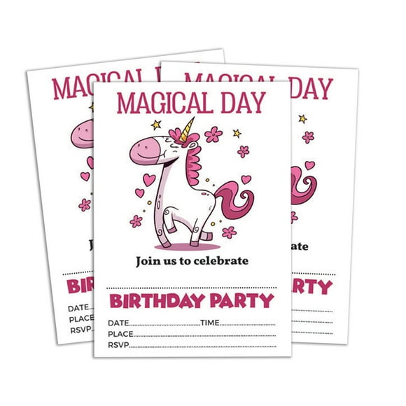 Darling Souvenir White Birthday Invitation Card Printable Fill or Write In Blank Invites Party Supplies Pack Of 28 5 x 7 Inches