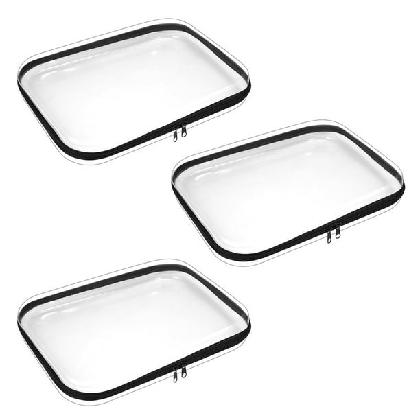 Estuche rígido con cremallera, caja de almacenamiento de plástico transparente, bolsa pequeña para artículos de tocador