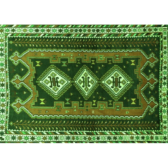 Ahgly Company Indoor Rectangle Persian Green Traditional Area Rugs, 2' x 5'