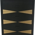 thumbnail image 3 of Benzara Wooden Side Table with Metal Base and Four Drawers, Black and Gold, 3 of 3