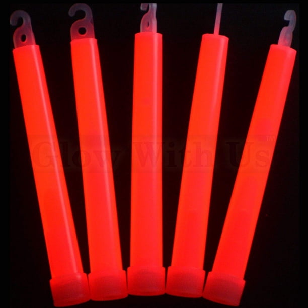 Glow Sticks Bulk Wholesale 25 6 Barras De Luz Roja De Grado Industrial. Barra Luminosa De Seguridad Con Brillo De Color Brillante De 12 A 14 Horas Con Vida Útil De 3 Años Marca Glowwithus