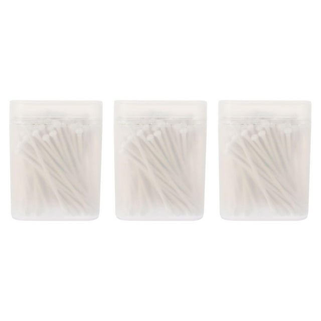 3 Boxes of Double-ended Ear-picking Cotton Swabs Disposable Ear Cleaning Swabs (White)