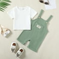 thumbnail image 2 of ZOEREA Toddler Baby Boys Clothes Summer Outfit Stripe T-Shirt and Shortall Romper Set Cute Jumpsuit Solid Color 6M-4T, 2 of 7
