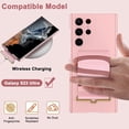 thumbnail image 3 of Cute Case with Strap Compatible Samsung Galaxy S23 Ultra 5g Case with Stand 2023,Shockproof PC + Leather Finger Strap Ultra Slim Cover Case for Galaxy S23 Ultra Phone Case for Women Girls Pink, 3 of 6