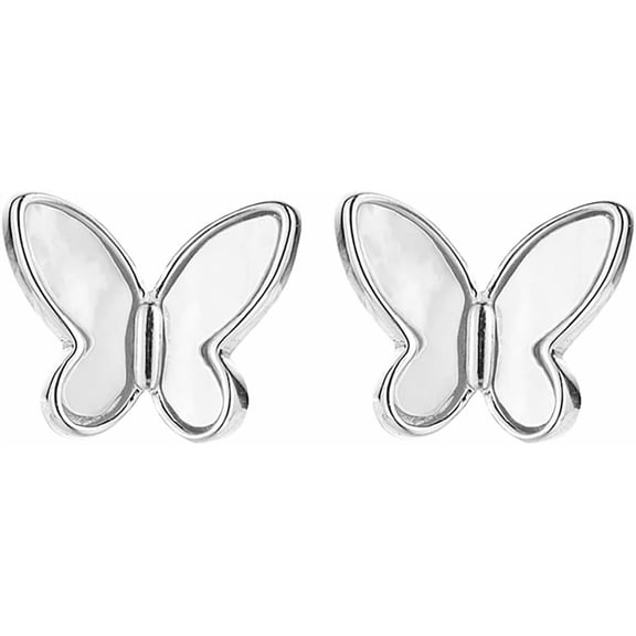 925 Sterling Silver Butterfly Studs Earrings for Women Mother of Pearl Butterfly Studs Earrings