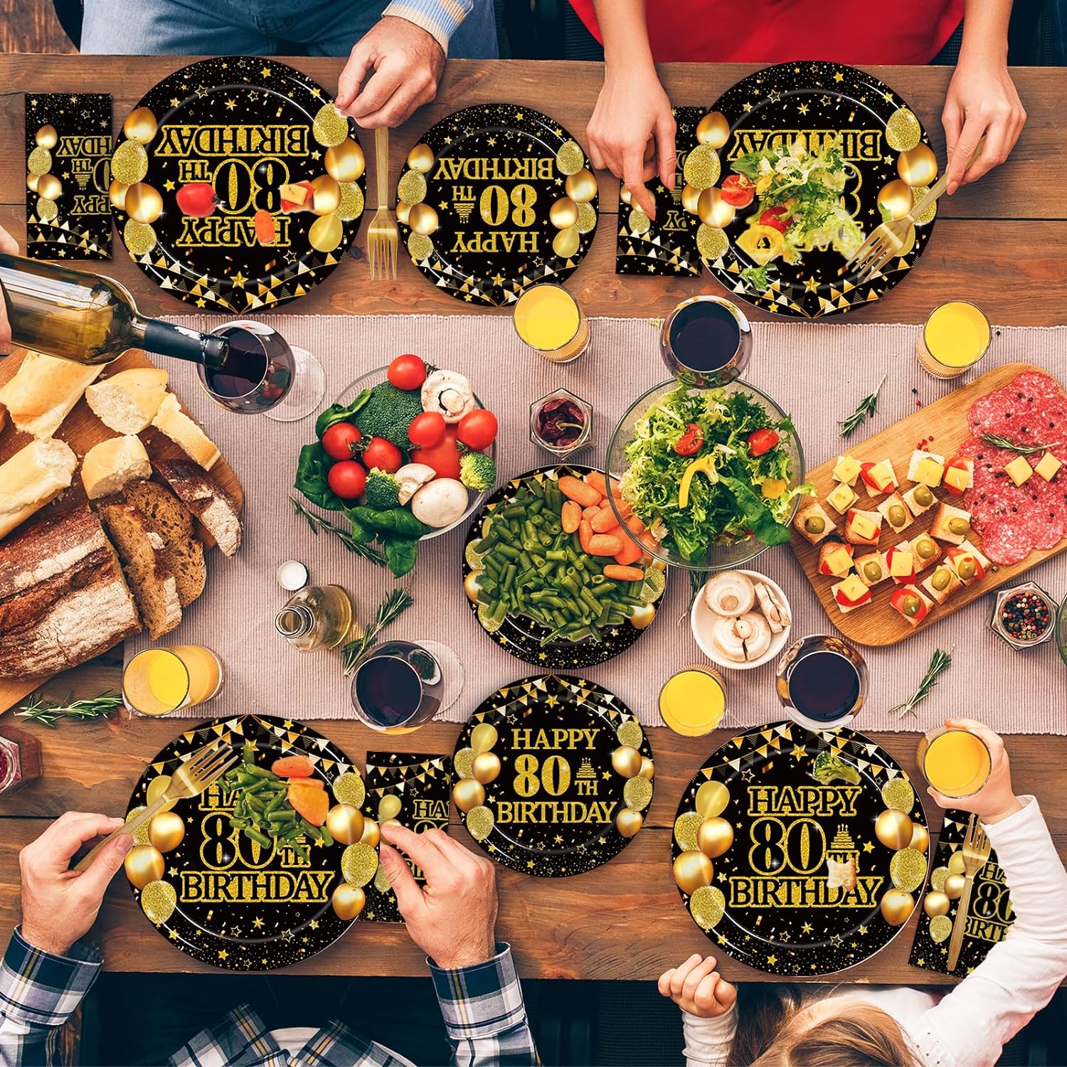 Yh Tech 80th Birthday Party Tableware Set, 96 Pieces photo 8