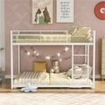 thumbnail image 2 of Low Bunk Bed Full Over Full, Modern Metal Bunk Bed with Safety Guardrails and Ladder, Heavy Duty Bunk Bed Frame for Kids Teens Adults, No Box Spring Needed White, 2 of 7