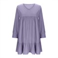 thumbnail image 6 of Women's Casual V Neck Long Sleeve Dress Elegant Solid Color Flowy Spring Summer Daily Outfit Comfortable Loose Fit Outdoor Wear, 6 of 6