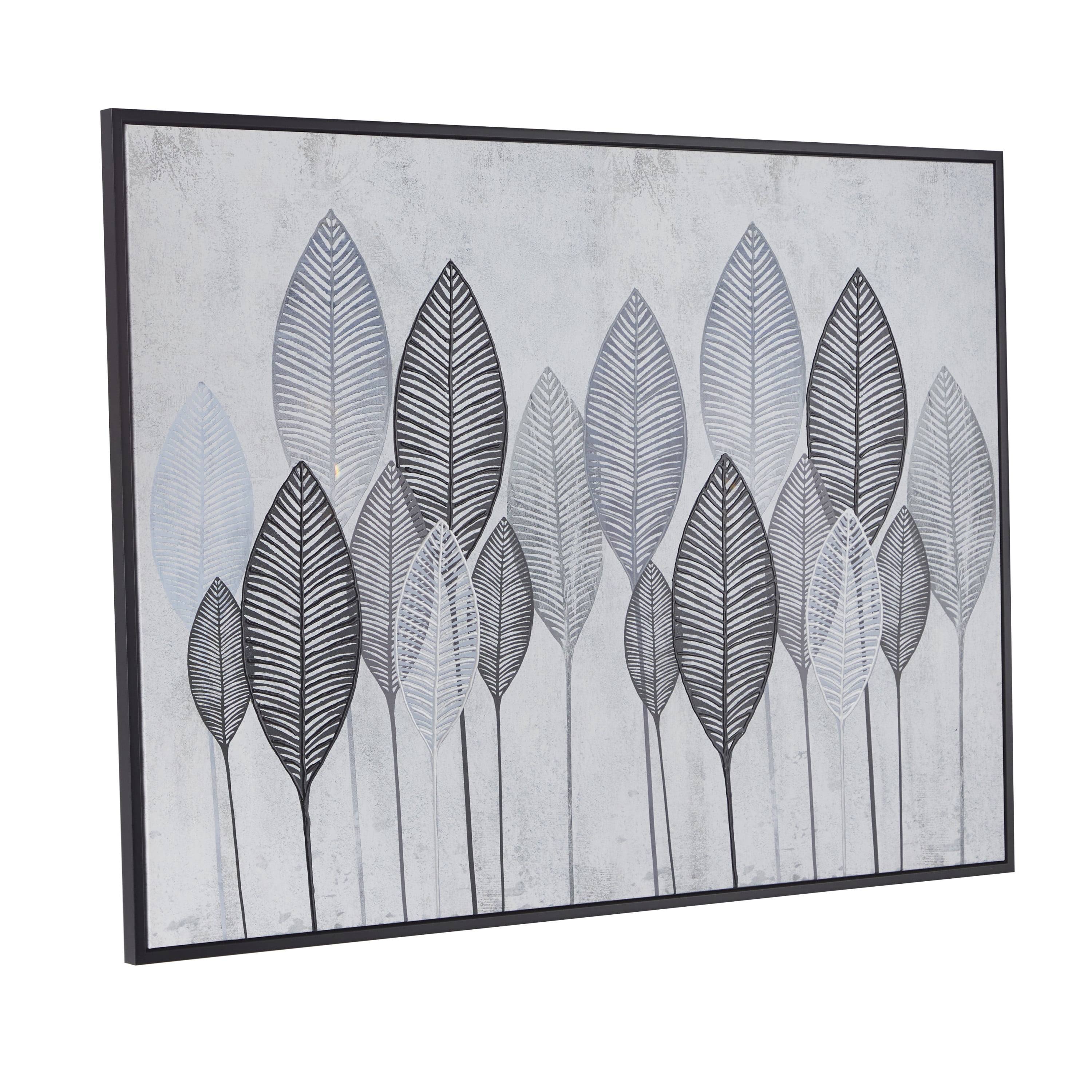 66" x 48" Leaf Framed Wall Art with Black Frame, by DecMode