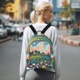 thumbnail image 7 of JIALIOU Mini Backpack Purse for Women Quilted Casual Daypack Small Travel Shoulder Bag, Hillside with Wildflowers and Houses, 7 of 7
