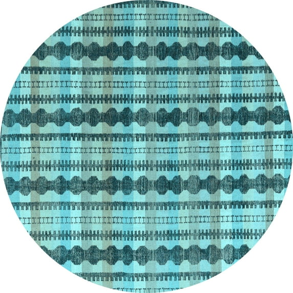 Ahgly Company Indoor Round Abstract Light Blue Modern Area Rugs, 8' Round