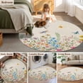 thumbnail image 5 of Round Rug 7Ft Washable Non-Slip, Colorful Floral Circle Area Rugs for Living Room Bedroom, Farmhouse Country Dragonfly Butterfly Flower Indoor Floor Mats Carpet Runner for Home Decor Aesthetic, 5 of 8