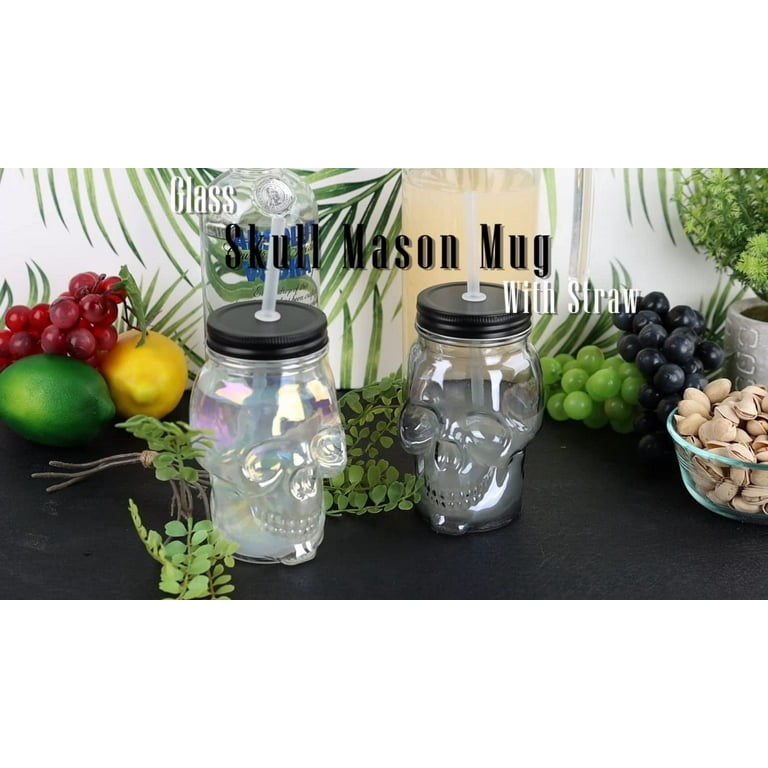 6 Pcs 16oZ Mason Drinking Jars with Lids 100% Recycled Glass Bottles and  Drinking Straws