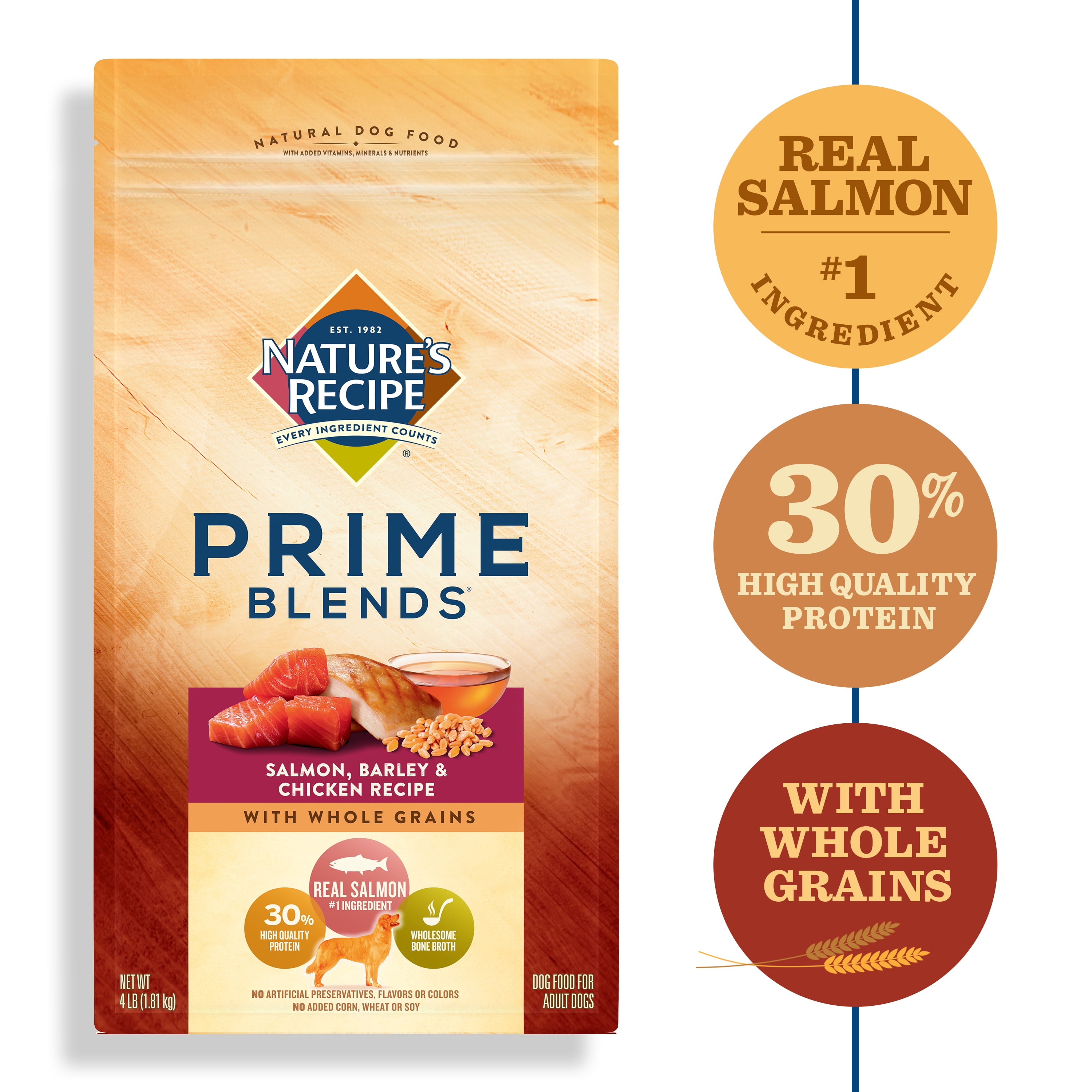 Nature's Recipe Salmon, Chicken & White Fish Flavor Broth Dry Dog Food, GrainFree, 4 lb. Bag