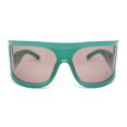 thumbnail image 2 of Flat Top Oversized Wrap Curved Lens Plastic Retro Sporty Sunglasses Green - Brown, 2 of 4