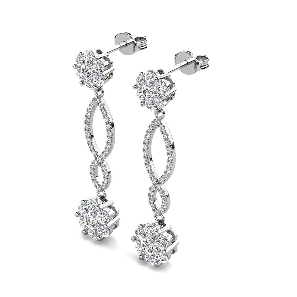 Cate & Chloe Jessica 18k White Gold Plated Dangle Earrings with Swarovski Crystals for Women