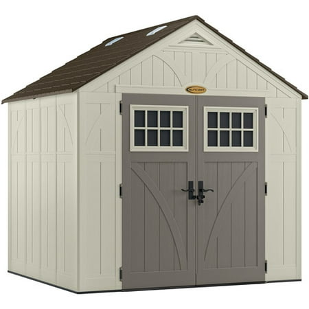 Suncast Tremont® Storage Shed for Backyard, Vanilla, 8'x7', 378 cu. (Best Foundation For Plastic Shed)