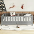 thumbnail image 3 of Newest Convertible Twin to Double Twin Size Platform Bed with Guardrails, Modern Solid Wood Frame, Grey, 3 of 18