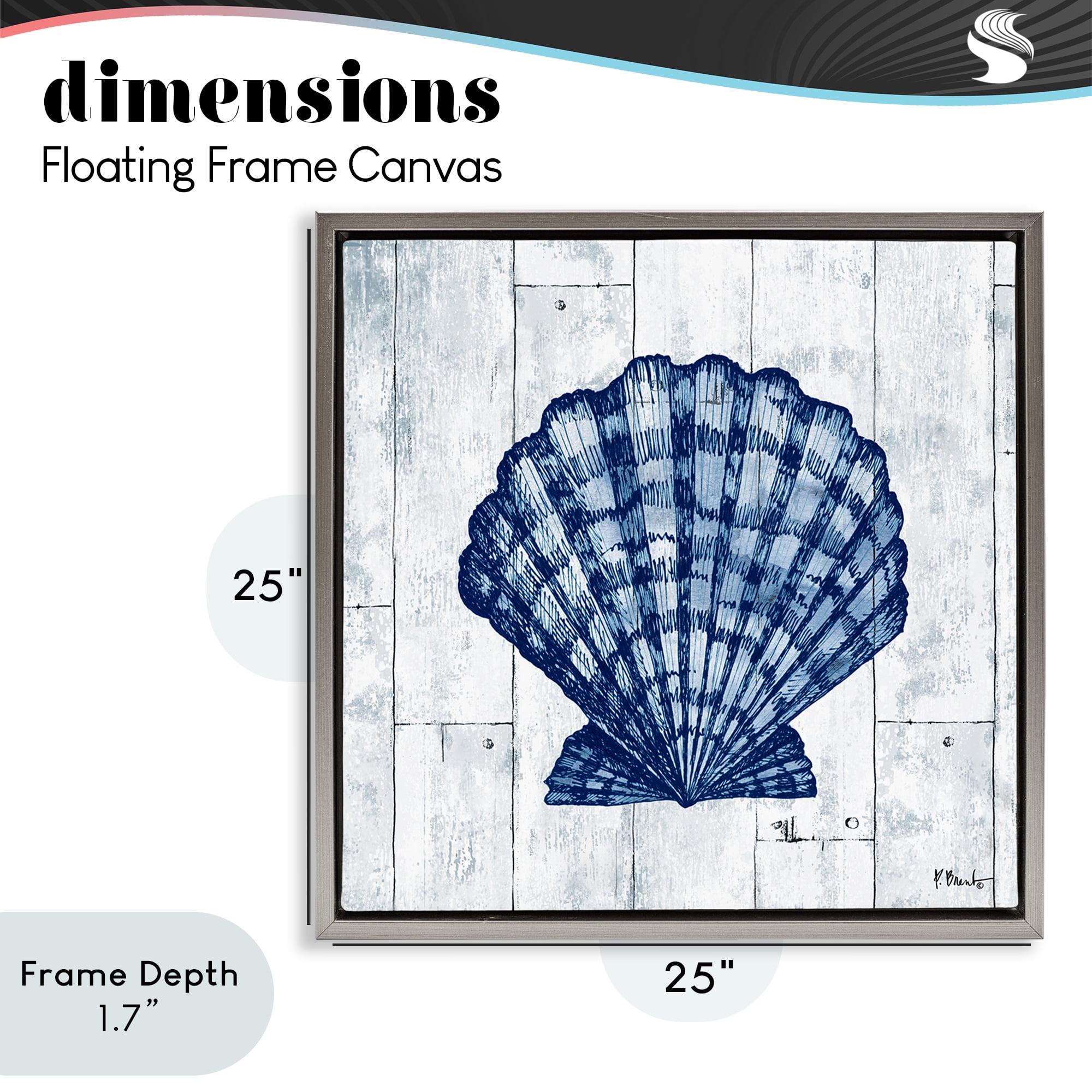 Stupell Industries Coastal Timberland Scallop Gray Framed Floater Canvas Wall Art, design by Paul Brent