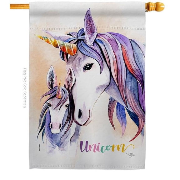 Breeze Decor  28 x 40 in. Unicorn Interests Fantasy Double-Sided Decorative Vertical House Flags - Decoration Banner Garden Yard Gift