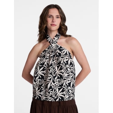 Time and Tru Women's Print Halter Top, Sizes XS-XXXL
