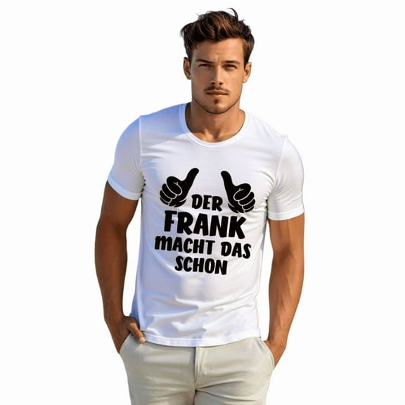 Whichone Men's 100% Cotton T-shirt Thumb Frank Print Stylish Daiyly Wear,White,Sizes S-2XL