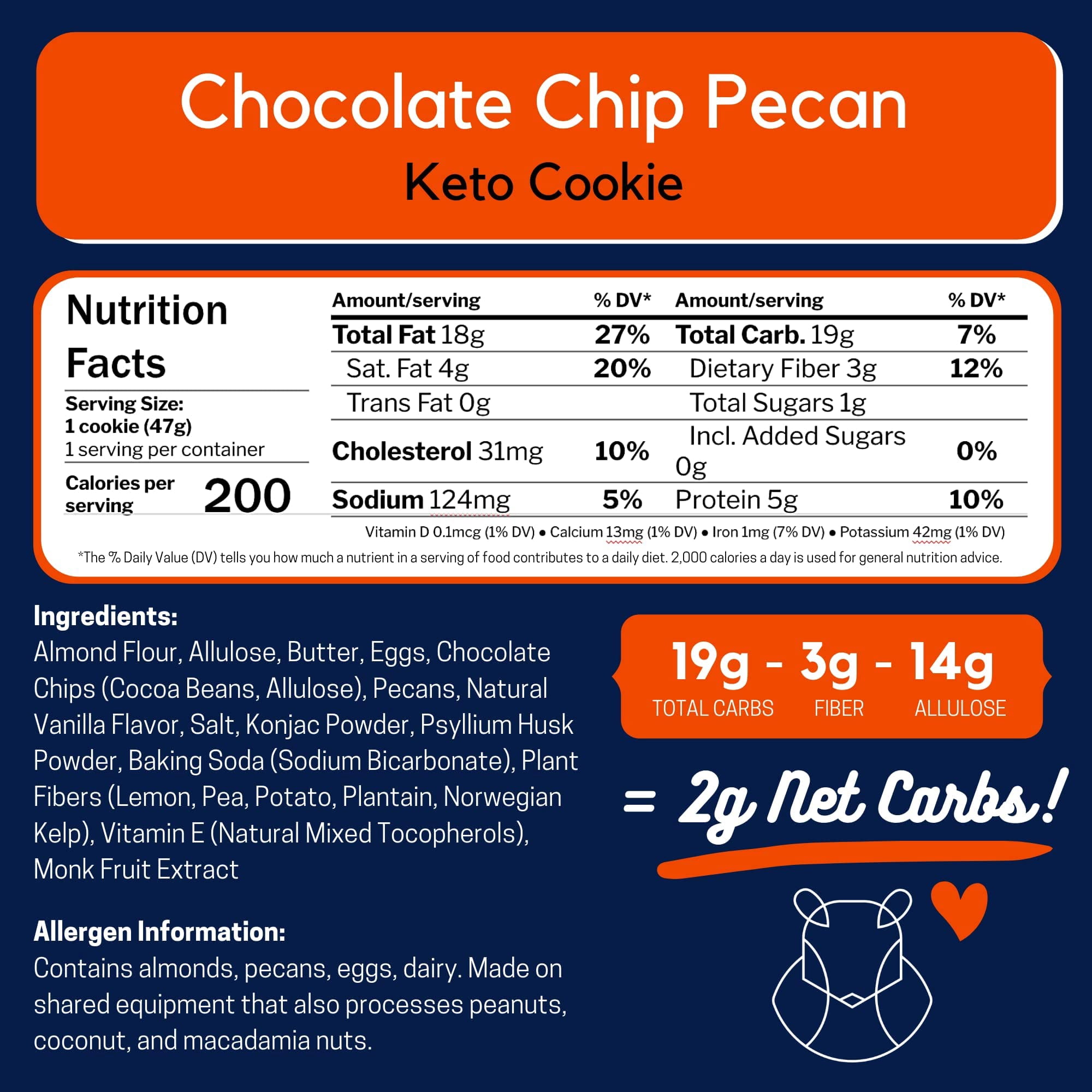 ChipMonk Cookies - Low Carb, Keto, Sugar Free, & Gluten-Free Snack Foods (Chocolate Chip Pecan, 12 pack)