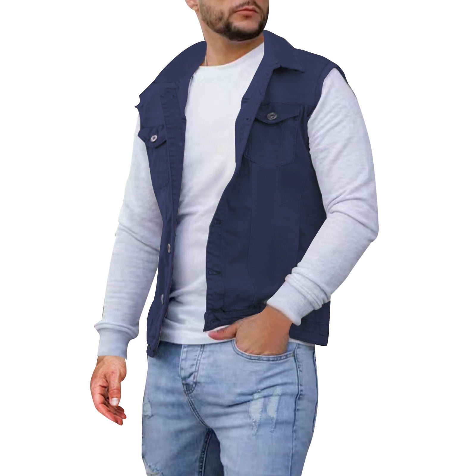 Denim gilet mens deals
