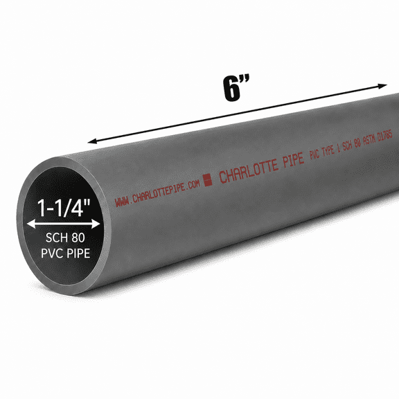 1-1/4 Inch Schedule 80 PVC Pipe - Cut to Custom Length (6")