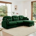 thumbnail image 4 of 107" L-Shaped Oversized Chenille Modular Sectional Sofa with 1 Ottoman, High-Density Foam Cushions, Tufted Pleated Cushion Backrest, Modern 3-Seater Couch with 2 Pillow, for Living Room, Green, 4 of 7