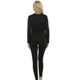 thumbnail image 4 of Women’s Thermal Long Johns Sets Fleece Lined 2 Pcs Underwear Top & Bottom Pajama Set Double side wearable - Moon Night Black, 4 of 6