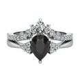 thumbnail image 4 of 14K White Gold Diamond Wedding Ring Set for Women Pear Black Diamond Ring Tiara style (I,I1), 4 of 5