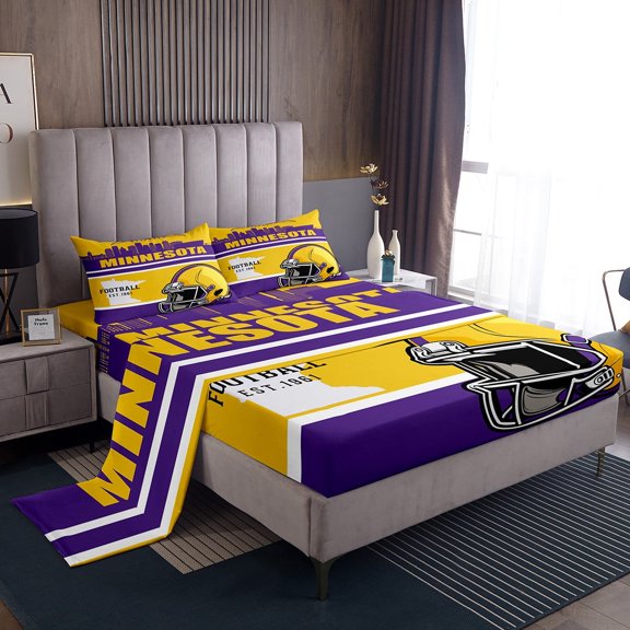 Erosebridal American Football Twin Sheet Sets, Eat Sleep Bedding Twin Size, Sports Lover Bed Sheets Twin, Microfiber Room Decoration, 3-Piece