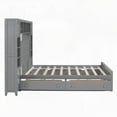 thumbnail image 2 of Gray Full Size Wooden Bed Boasting All-in-One Cabinet, Shelf & Sockets with Twin Trundle, 2 of 20