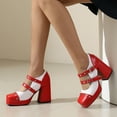 thumbnail image 3 of Xucatan Mary Jane Heels for Women Bow Victorian Style Platform High Heels Comfortable Ankle Strap Dress Shoes Round Toe Pumps Gift, 3 of 6