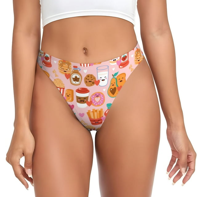 Balery Funny Food Tangas de Algodón para Mujer con Estampado – Ropa Interior Sexy, Transpirable, G-string-3X-Large