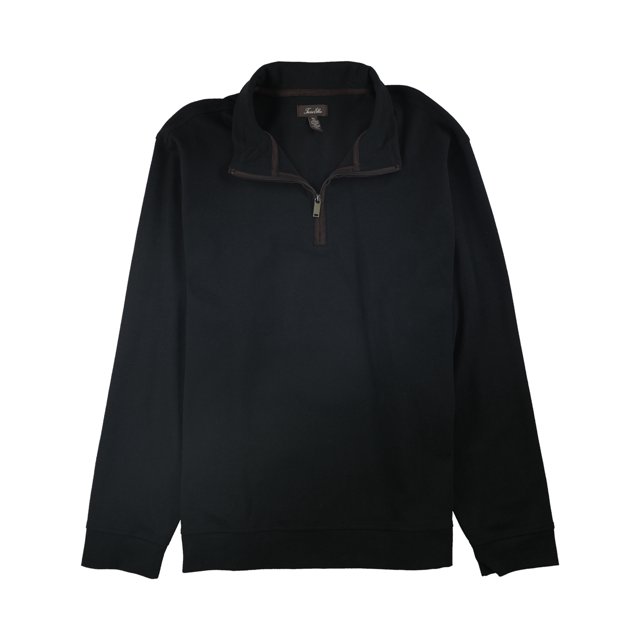 Tasso Elba Chandail à Capuche Fermeture à Glissière 1/4 pour Hommes Noir 2TG