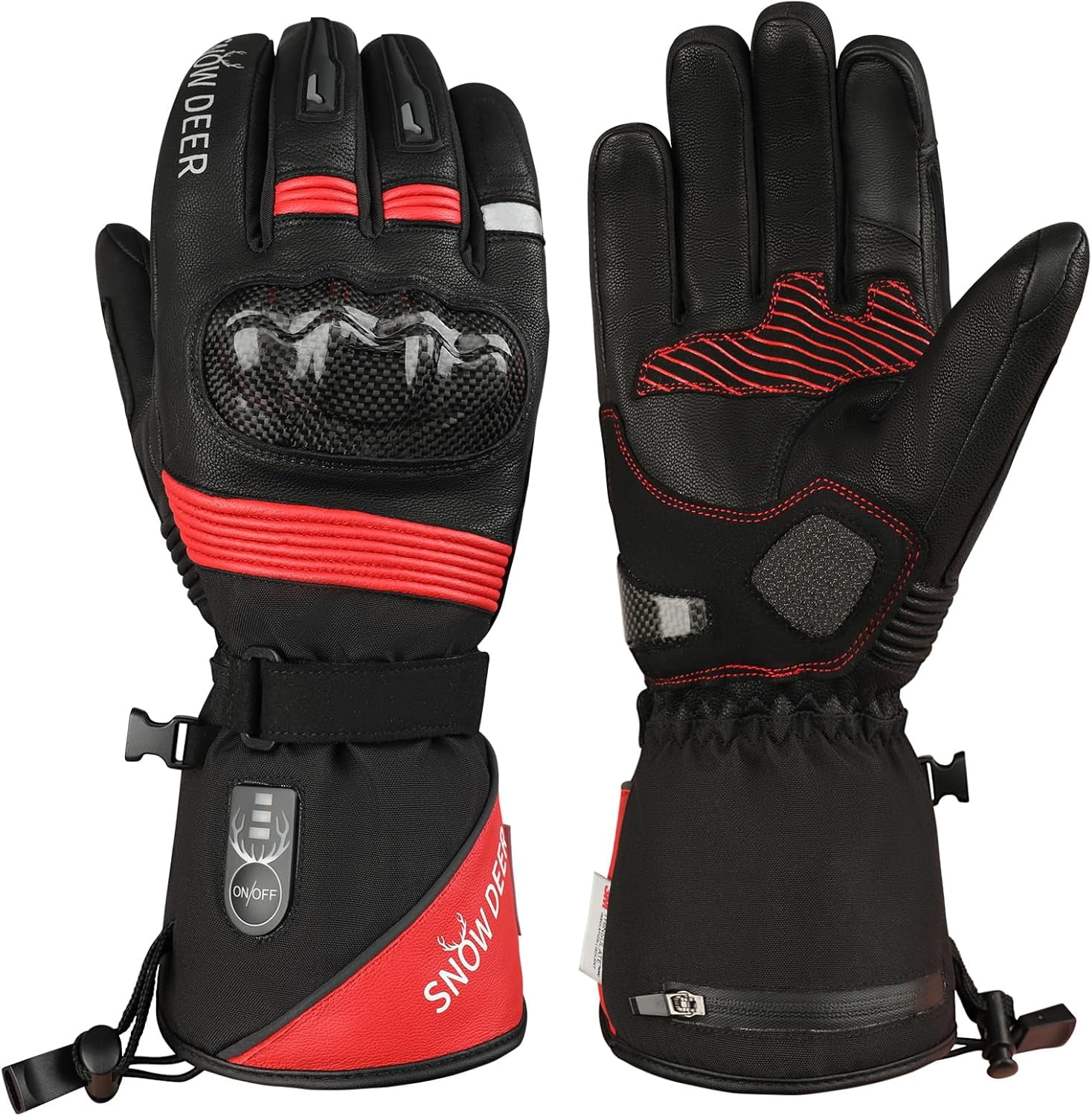 SNOW DEER Heated Motorcycle Gloves,7.4V 3000MAH Electric Rechargeable Battery Waterproof Riding Gloves Men Women for Winter Biking Cycling Ski Snow Insulated Glove Hand Warmer Moto Gloves