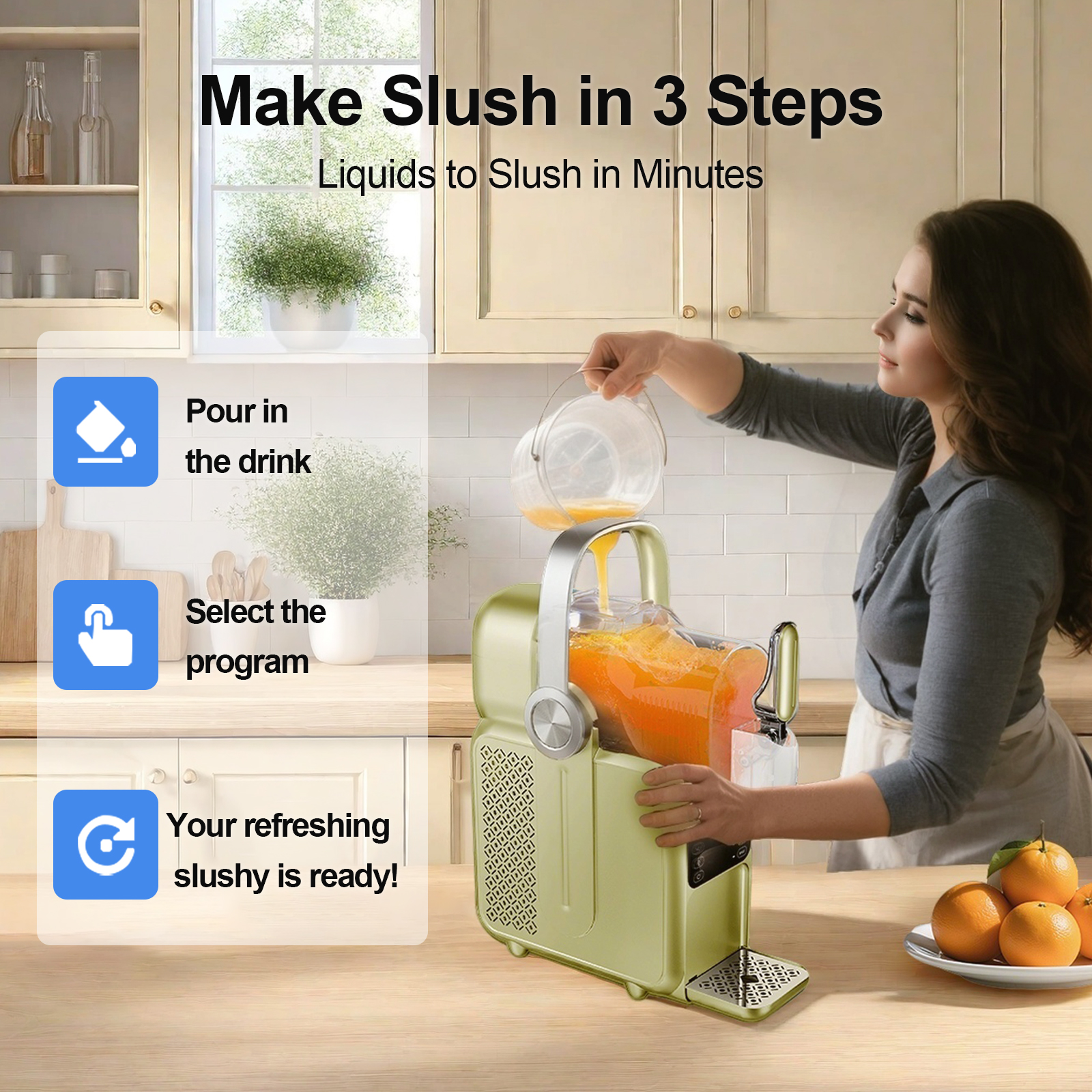 Slushie Machine 101oz Frozen Drink Maker for Margaritas Frappes Milk Shake,Yellow