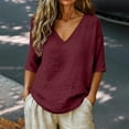 thumbnail image 4 of Cotton Linen Tops For Women，Cotton Gauze Tops For Women Womens Cotton Shirts Peasant Tops For Women Cotton Linen Shirts For Women Linen Tops For Women Womens Linen Tunic Tops Summer Shirts, 4 of 7