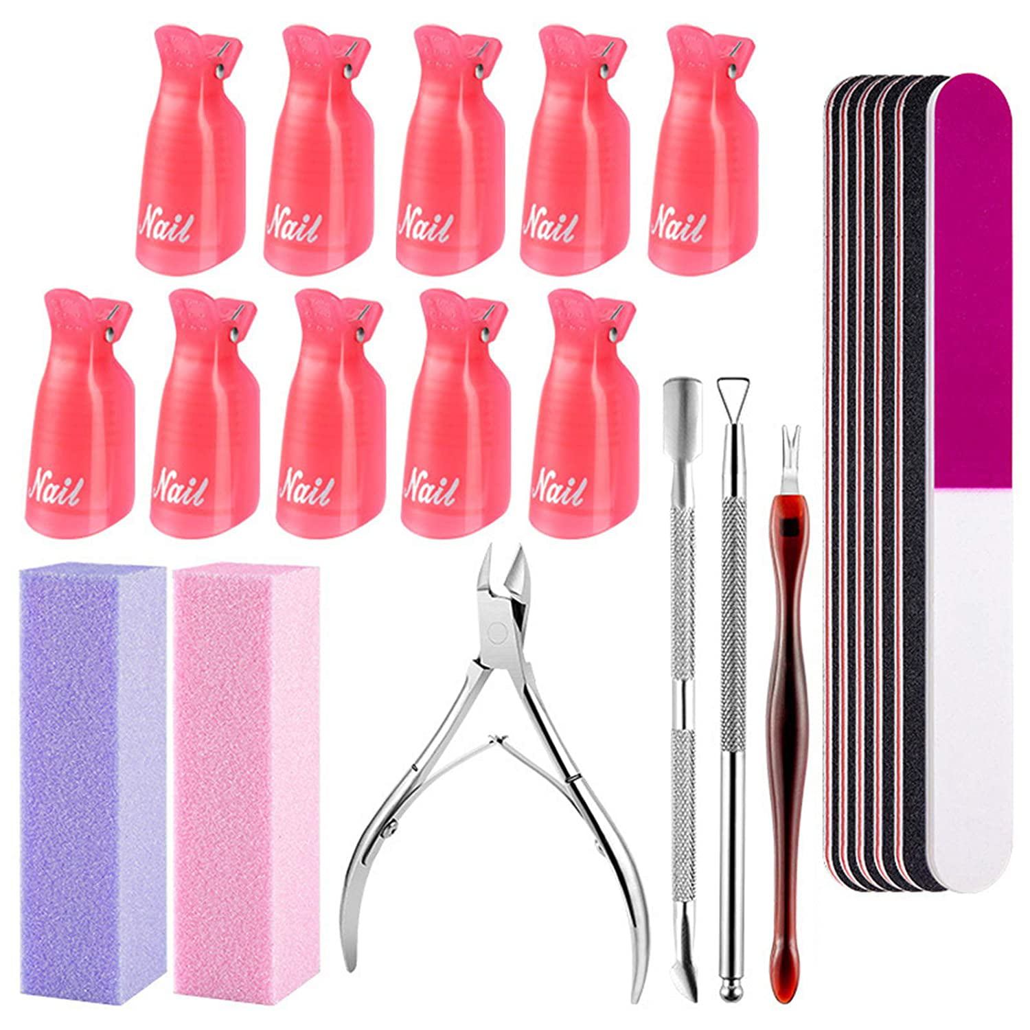 Nail File and Buffer 22pcs Professional Manicure Tools Kit with Stainless  Steel Cuticle Pusher and Dead Skin Fork Nail Removal Nail Care Sets for  Salon and Home Use | Walmart Canada