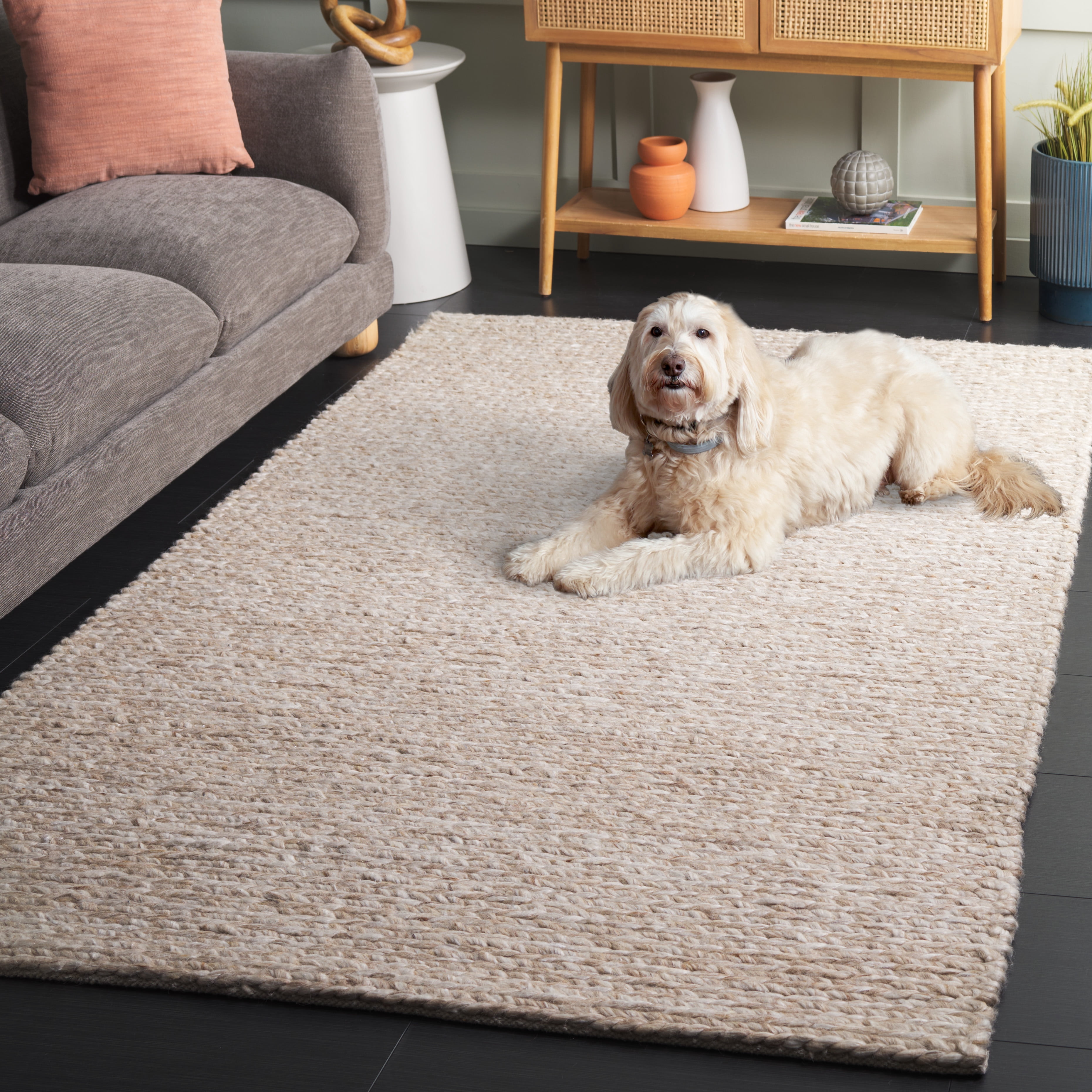 SAFAVIEH Natura Bedinn Distressed Area Rug, Beige/Taupe, 6' x 6' Square